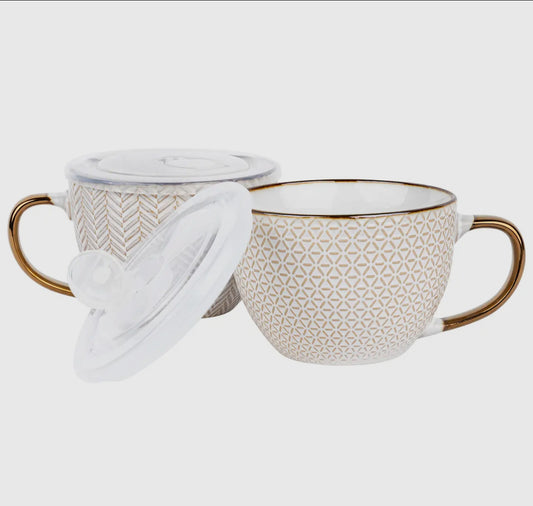 Soup Mugs with Lids Set of 2