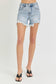 RISEN High Rise Side Step Hem Denim Shorts