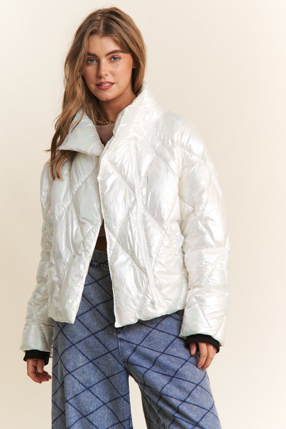 Quilted Mock Neck Puffer Jacket ONLINE ONLY