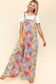 Full Size Printed Wide Leg Overalls with Side Pockets