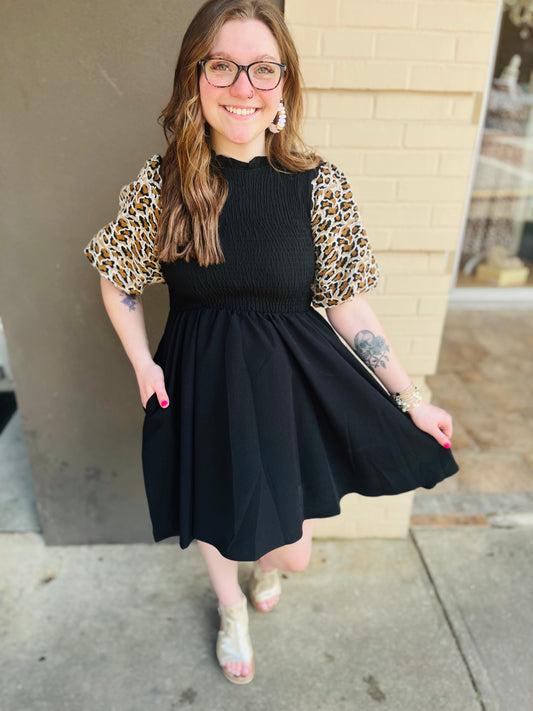 Leopard Dress - Black