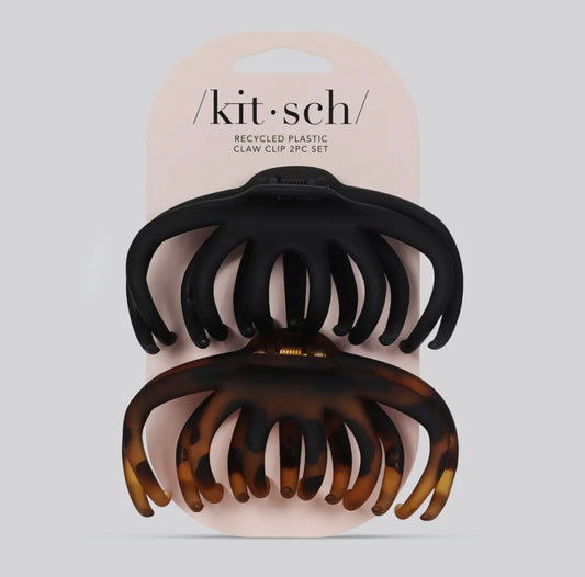 Kitsch Plastic Octopus Claw Clips 2pc - Black & Tort