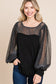 Full Size Metallic Mesh Lantern Sleeve Blouse ONLINE ONLY