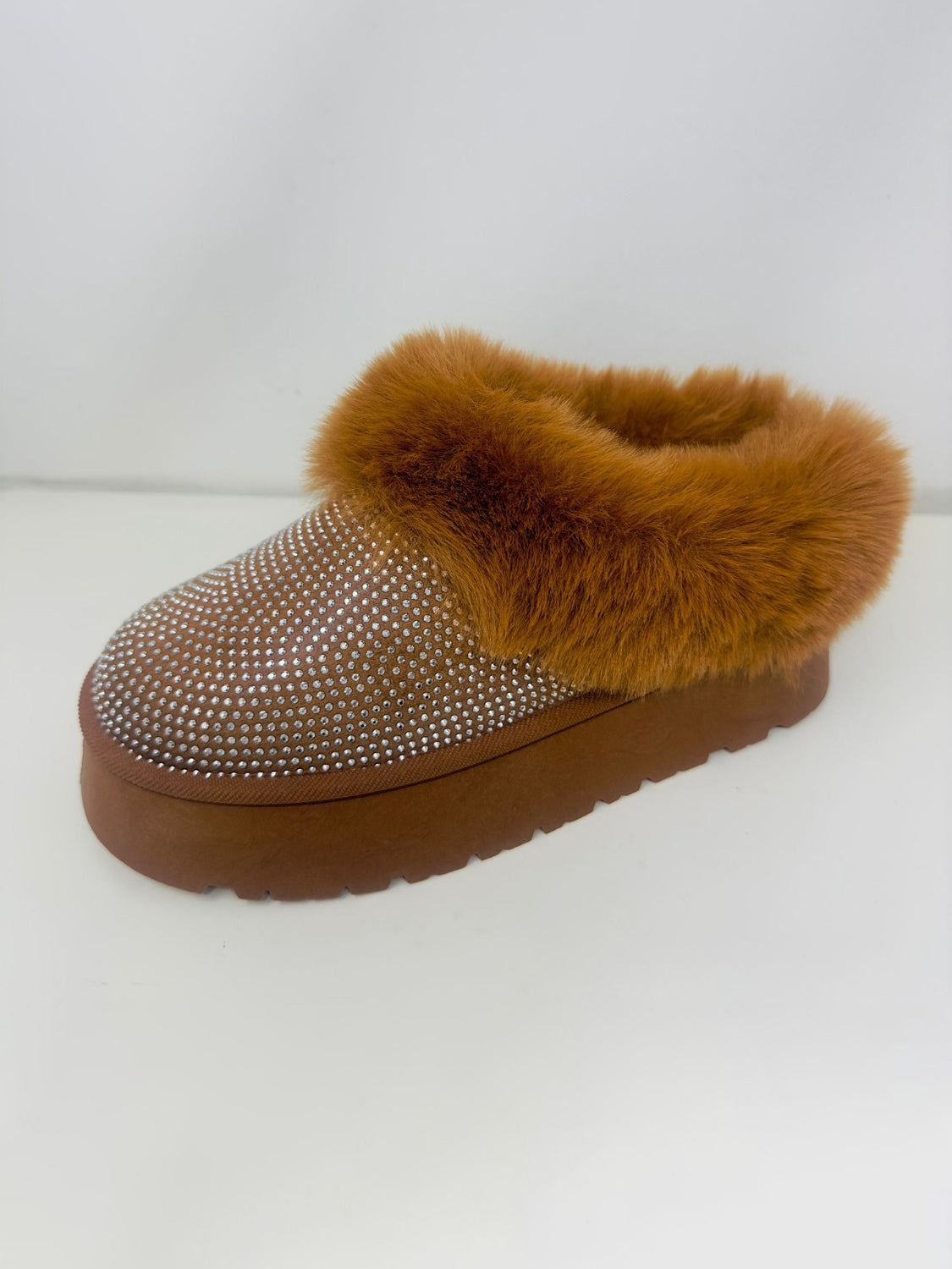 Embellished Faux Fur Platform Booties ONLINE ONLY