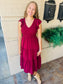 Flutter Sleeve Maxi Dress - Burgundy