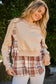 Full Size Double Layered Plaid Contrast Sweatshirt