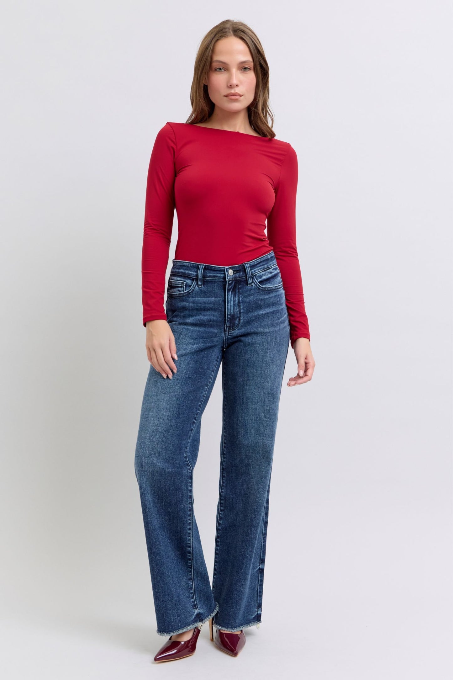 Judy Blue Full Size Raw Hem Mid Rise Jeans ONLINE ONLY