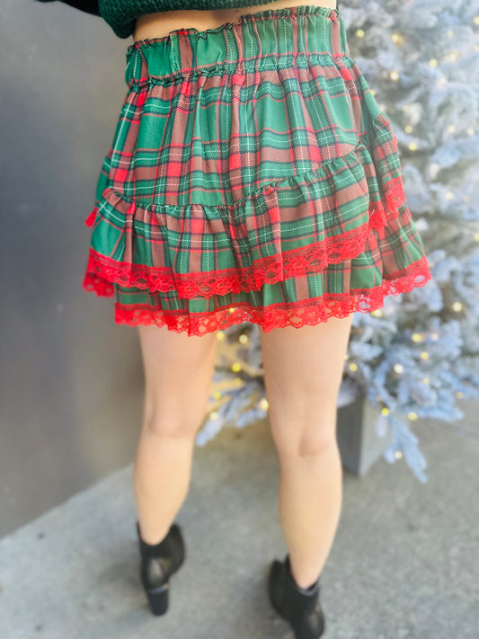 Christmas Plaid Skort