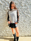 Mock Neck Side Slit Sweater - Gray