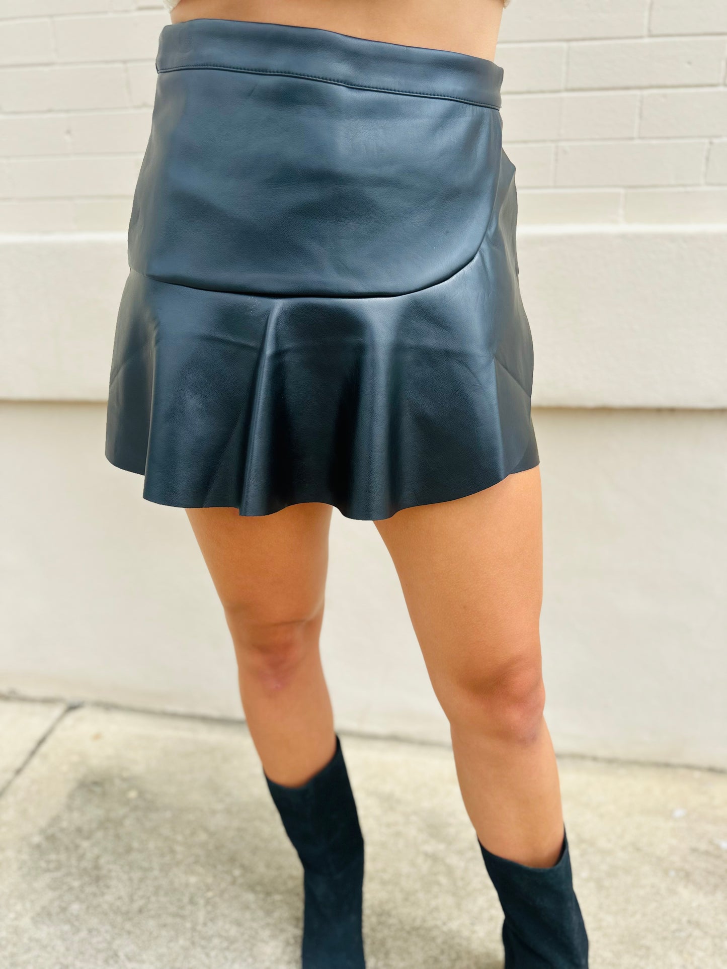 Faux Leather Skort