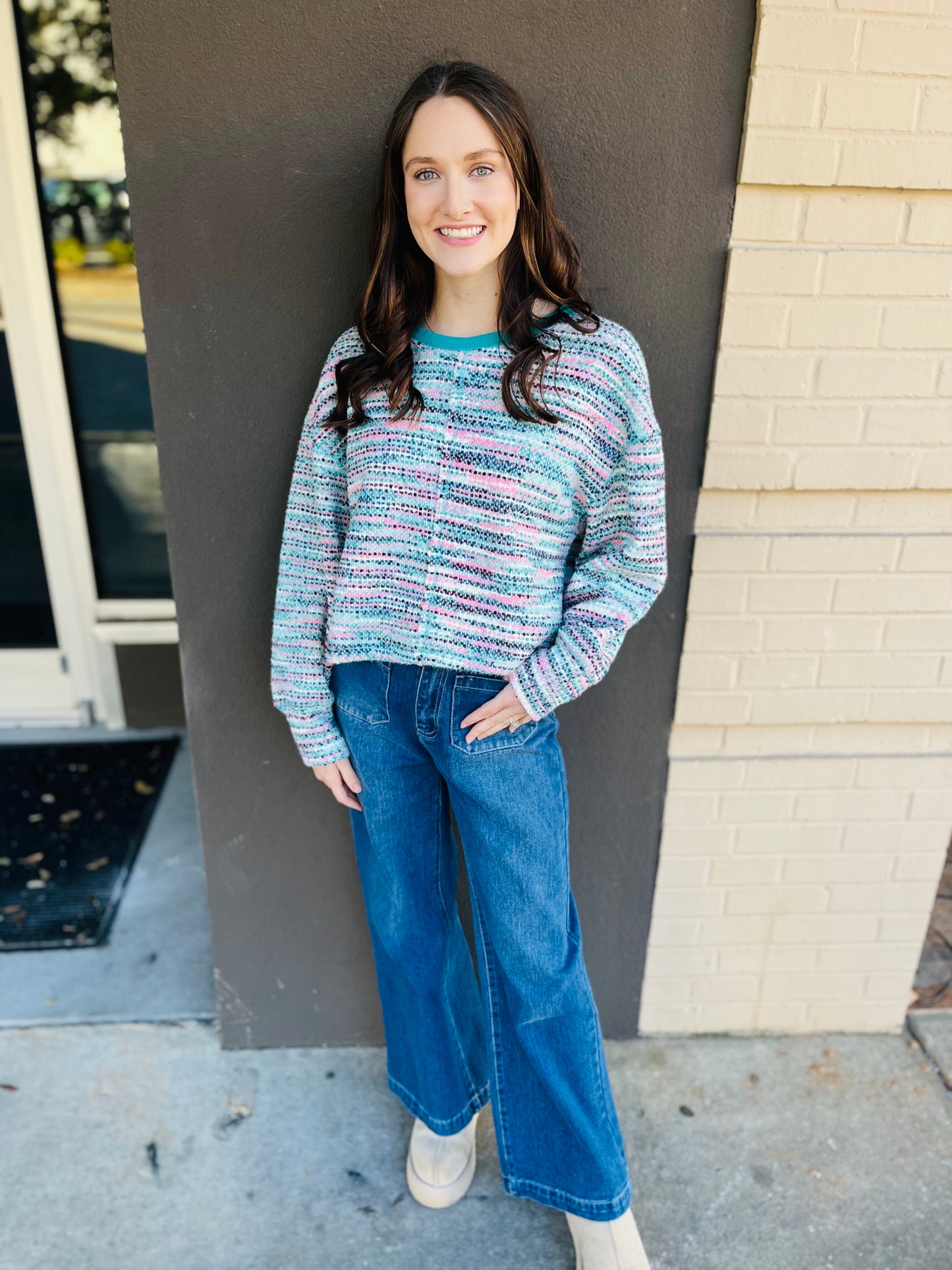 Multi-Color Knit Top - Seafoam Mix