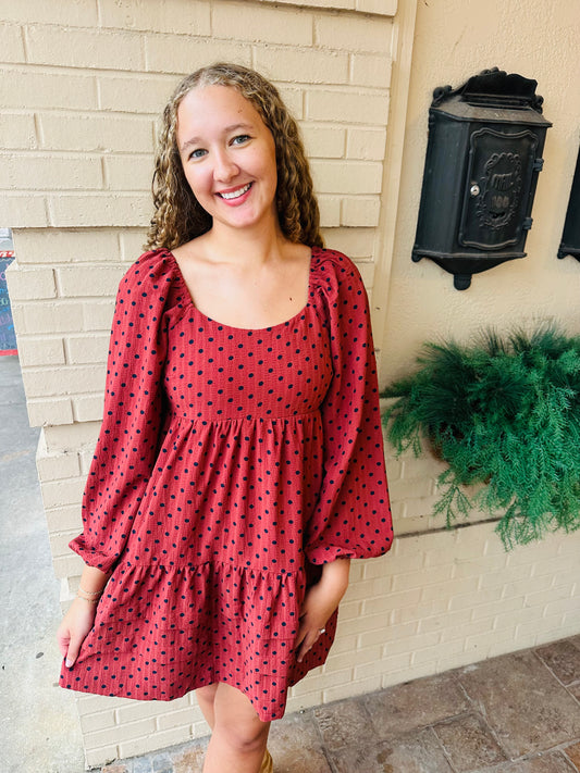 Polka Dot Printed Tiered Dress