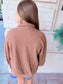 Oversized Half Button Down Waffle Knit Pullover - Chocolate