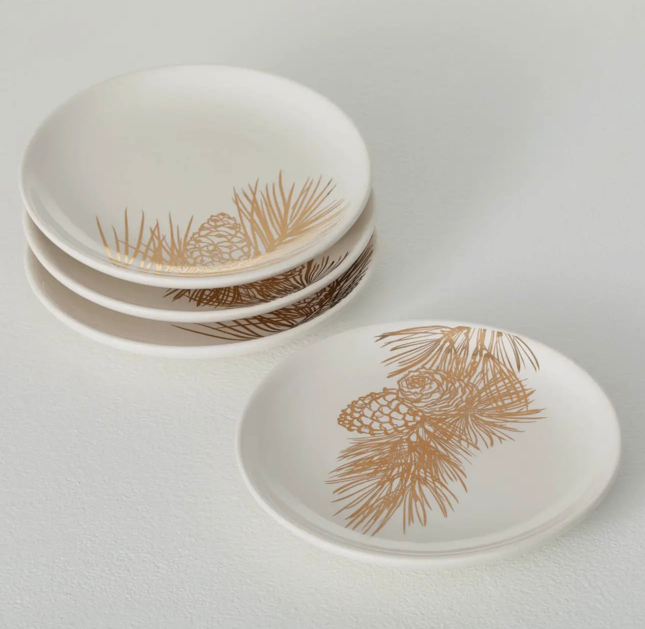 Gold Pine Snack Plate Set Of 4