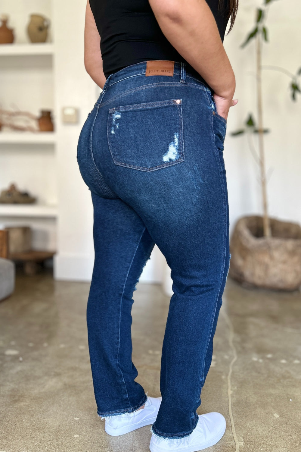 ONLINE ONLY Judy Blue Full Size High Waist Rigid Magic Heavy Destroy Straight Jeans