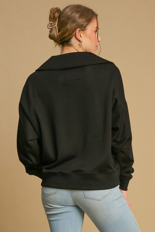 Johnny Collar Dropped Shoulder Sweatshirt ONLINE ONLY