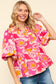 Full Size Frill Floral Puff Sleeve Blouse