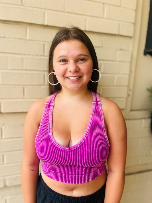 Washed Seamless Racerback Tank - Lt Plum