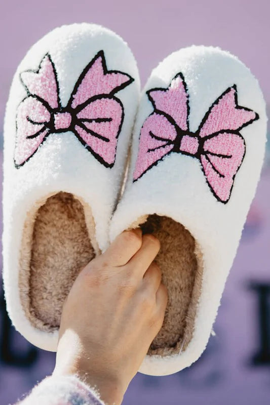 Soft Plush Cozy Slippers - Bowknot