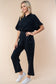 ONLINE ONLY Texture Short Sleeve Jumpsuit