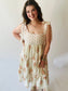 Floral Print Tie Strap Empire Tiered Dress - Apricot Multi