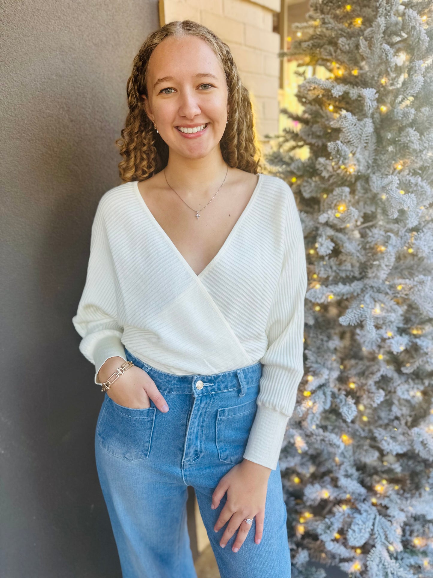 Long Sleeve Sweater Bodysuit - Ivory