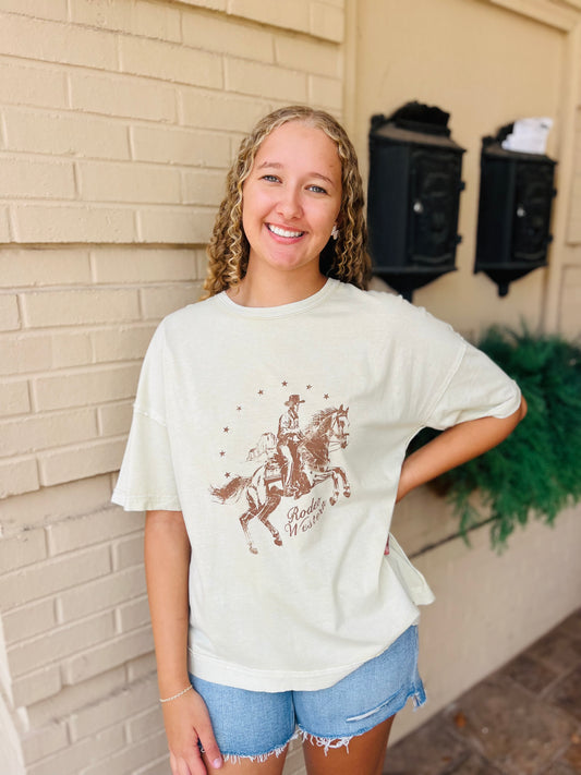 Western Relaxed Short Sleeve Tee - Oatmeal