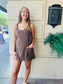 Built-in Shorts Knit Sleeveless Dress - Coffee
