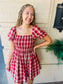 Plaid Smocked Puff Sleeve Dress