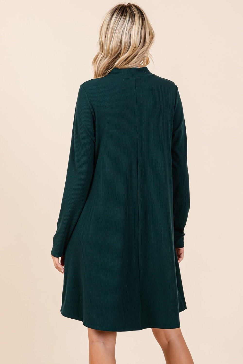 Mock Neck Long Sleeve Dress with Pockets ONLINE ONLY