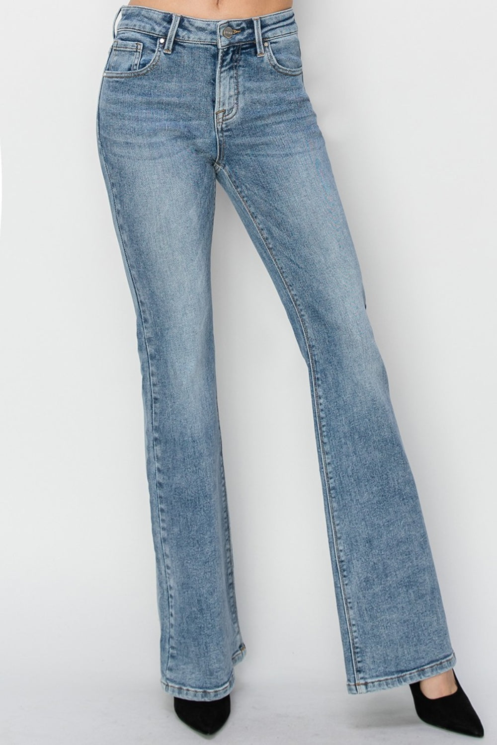 ONLINE ONLY RISEN Full Size Mid Rise Bootcut Jeans