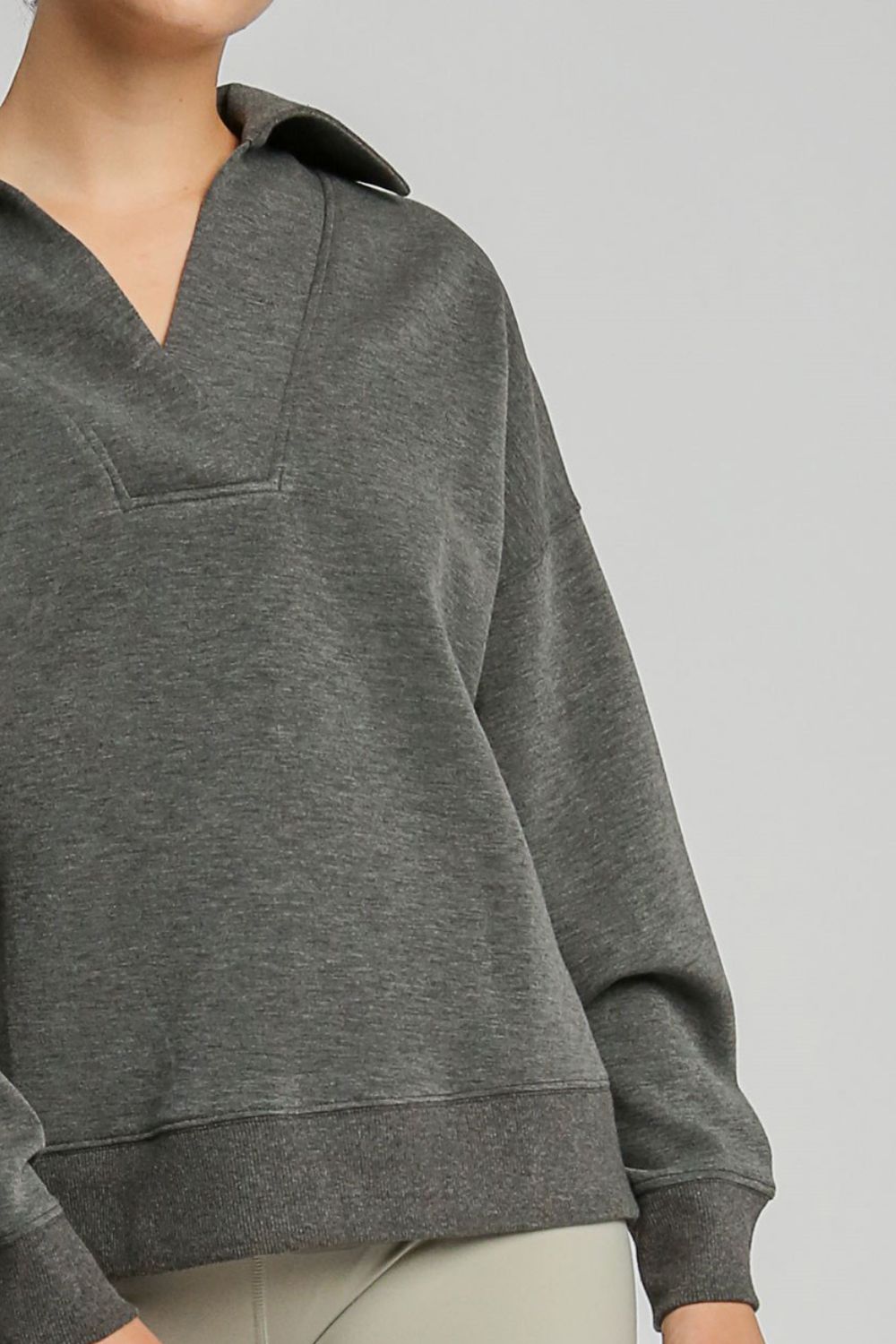 Johnny Collar Dropped Shoulder Sweatshirt ONLINE ONLY