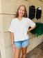 Drop Shoulder Cuff Sleeve Knit Top - Cream