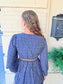 Border Print Mini Dress - Navy