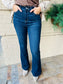 Judy Blue High Waisted Raw Hem Flare - Dark Wash