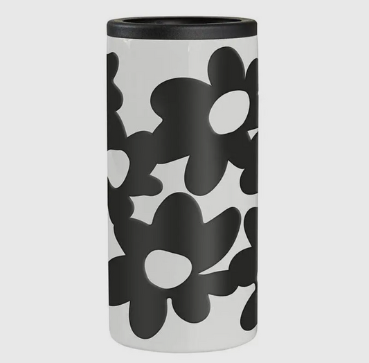 Skinny Can Cooler - Black Floral