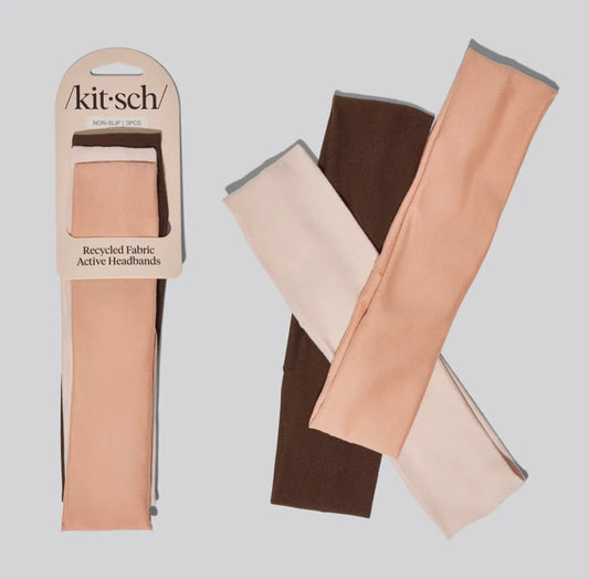 Kitsch Fabric Active Headbands 3pc Set - Rosewood