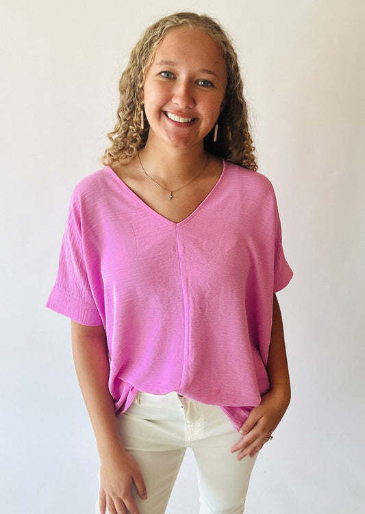 Airflow V-Neck Dolman Top - Mauve