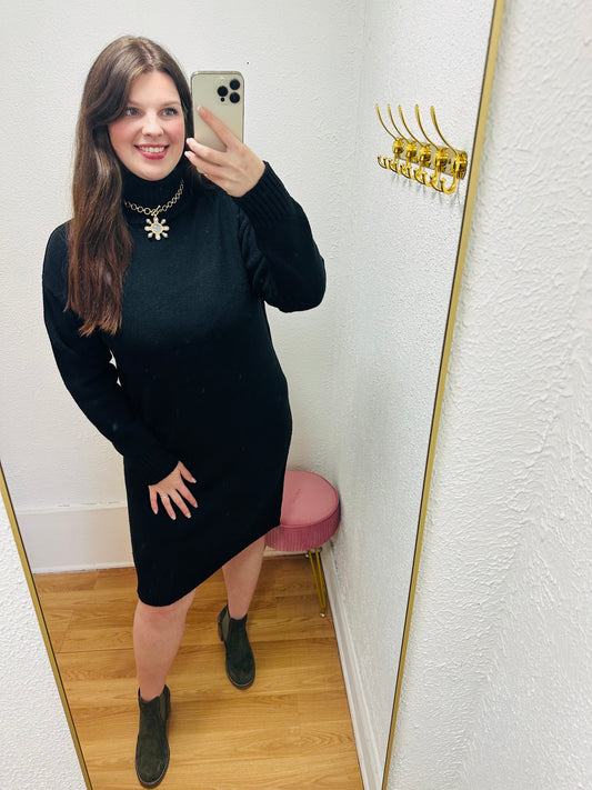Turtle Neck Midi Sweater Dress