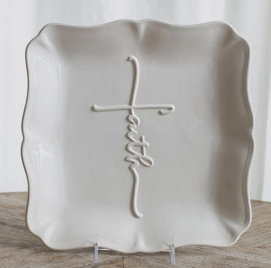 Faith Embossed Square Platter