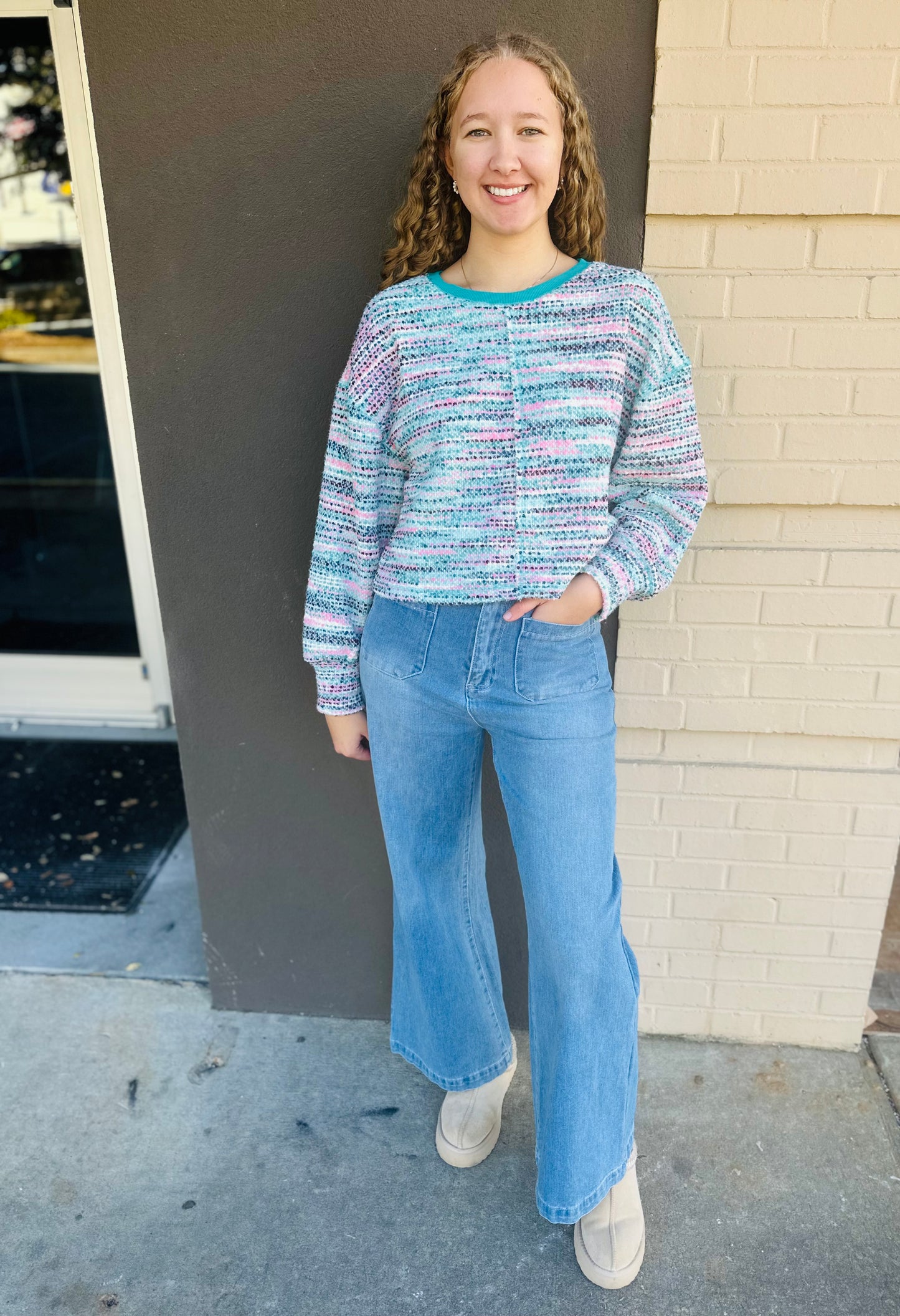 Multi-Color Knit Top - Seafoam Mix