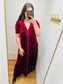 Embossed Velvet Button Down Maxi Dress - Merlot