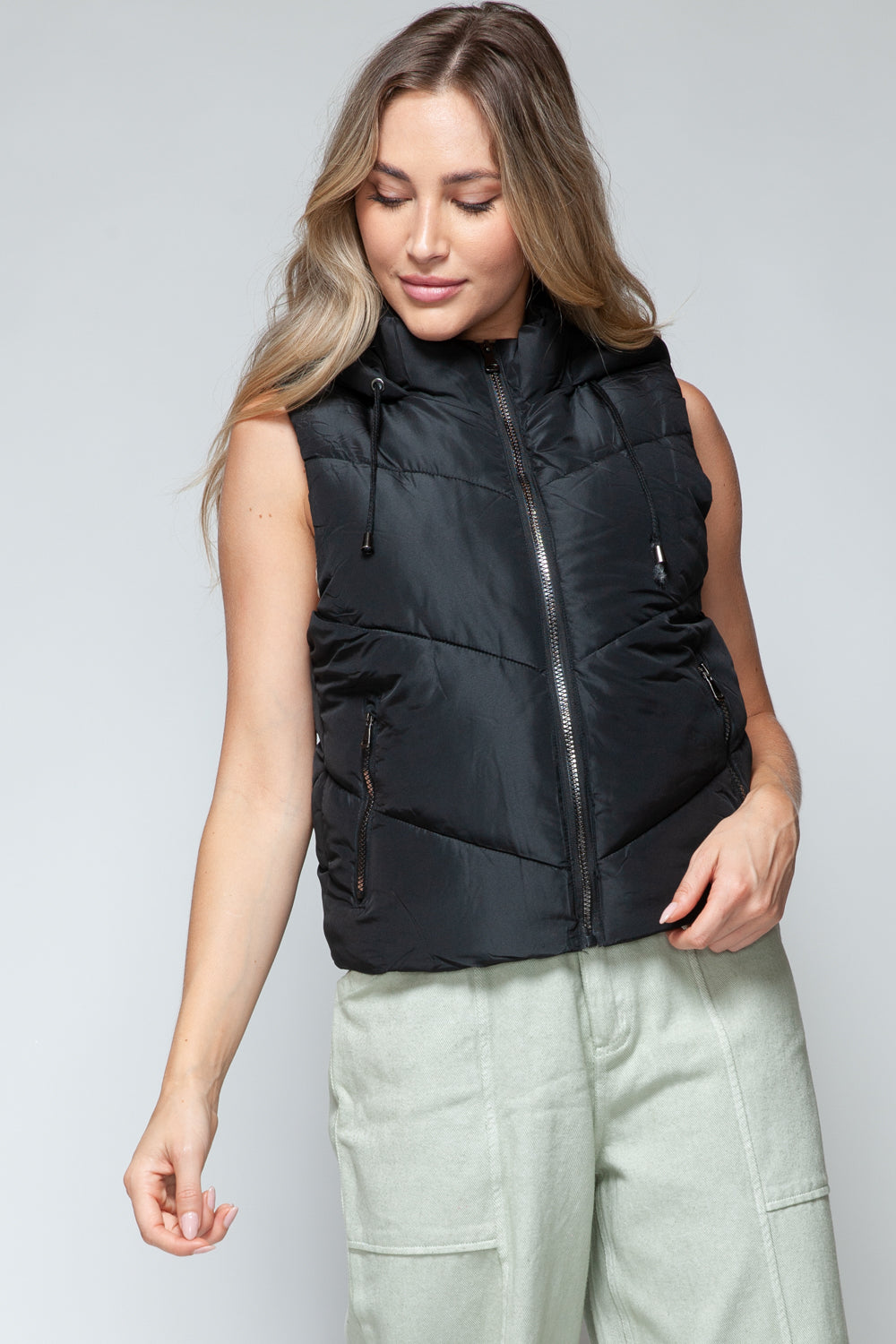 ONLINE ONLY Zip Up Quilted Hooded Vest