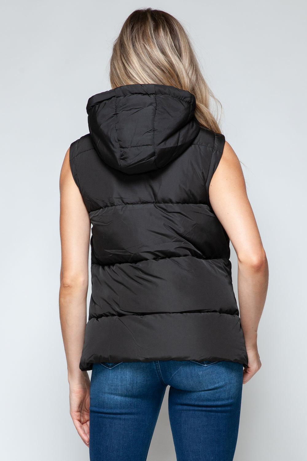 Snap and Zip Closure Hooded Vest