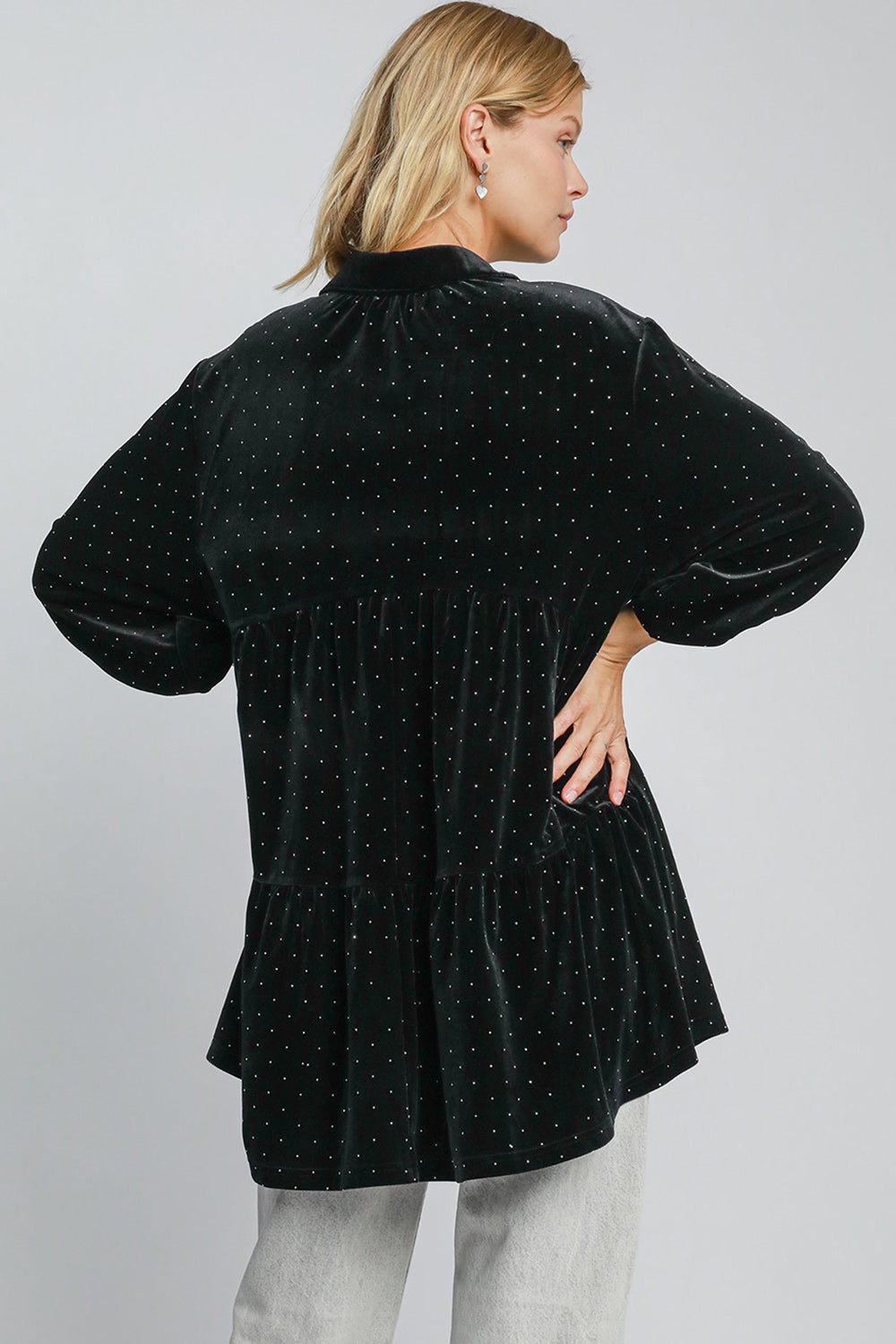 Full Size Polka Dot Button Up Half Sleeve Shirt ONLINE ONLY