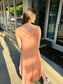 Sleeveless Curved Hem Dress - Copper Tan