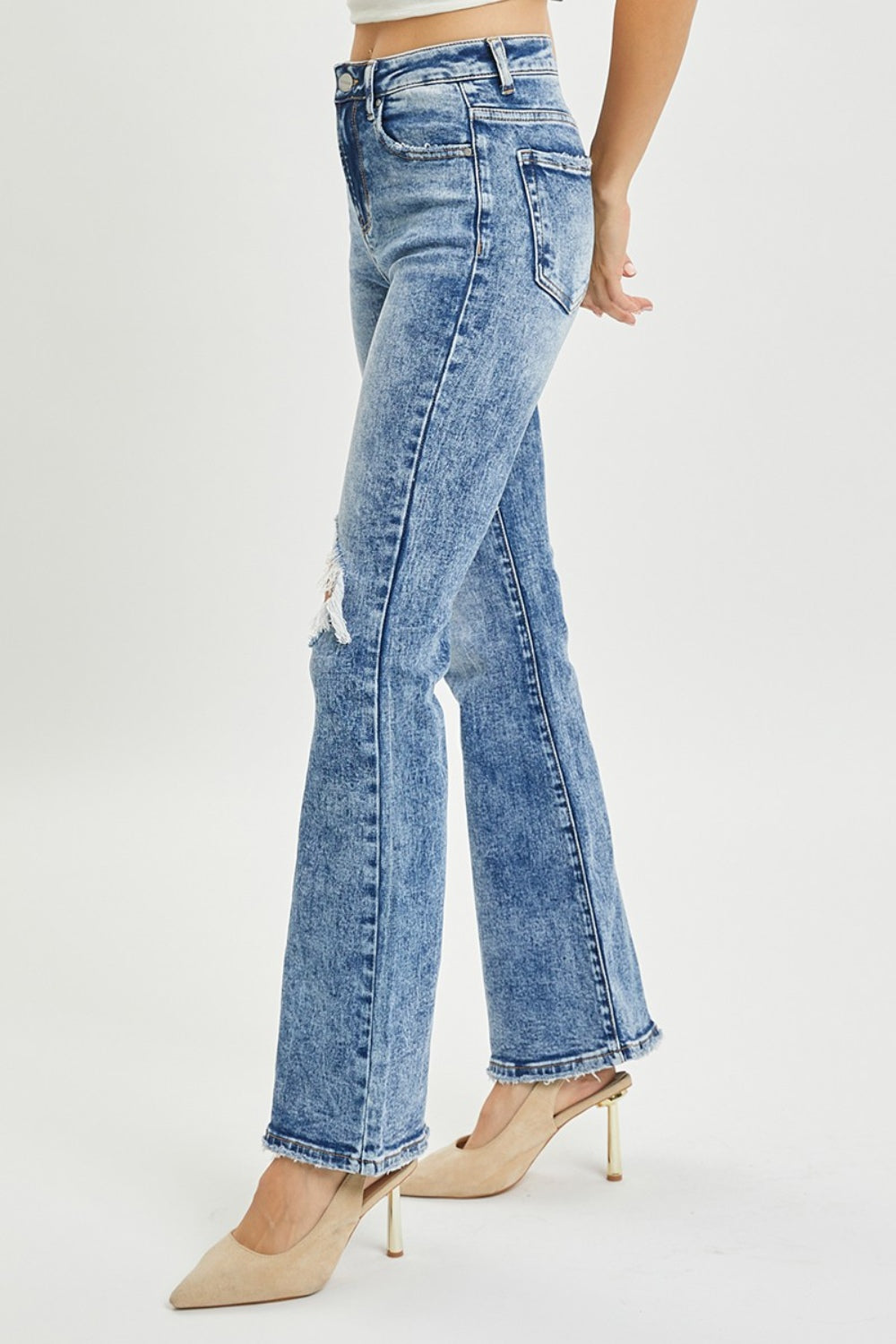 ONLINE ONLY RISEN Full Size High Rise Distressed Flare Jeans