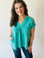 Washed Gauze Top - Turquoise