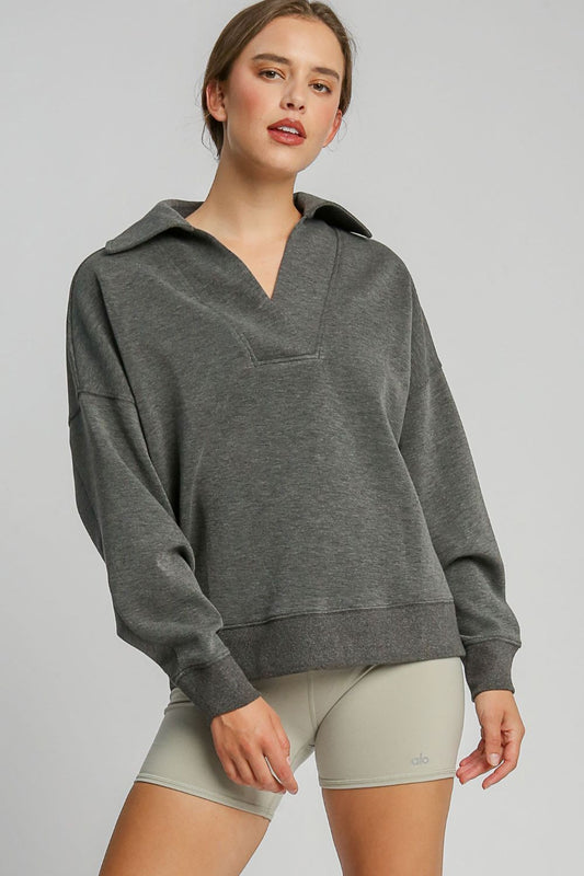 Johnny Collar Dropped Shoulder Sweatshirt ONLINE ONLY