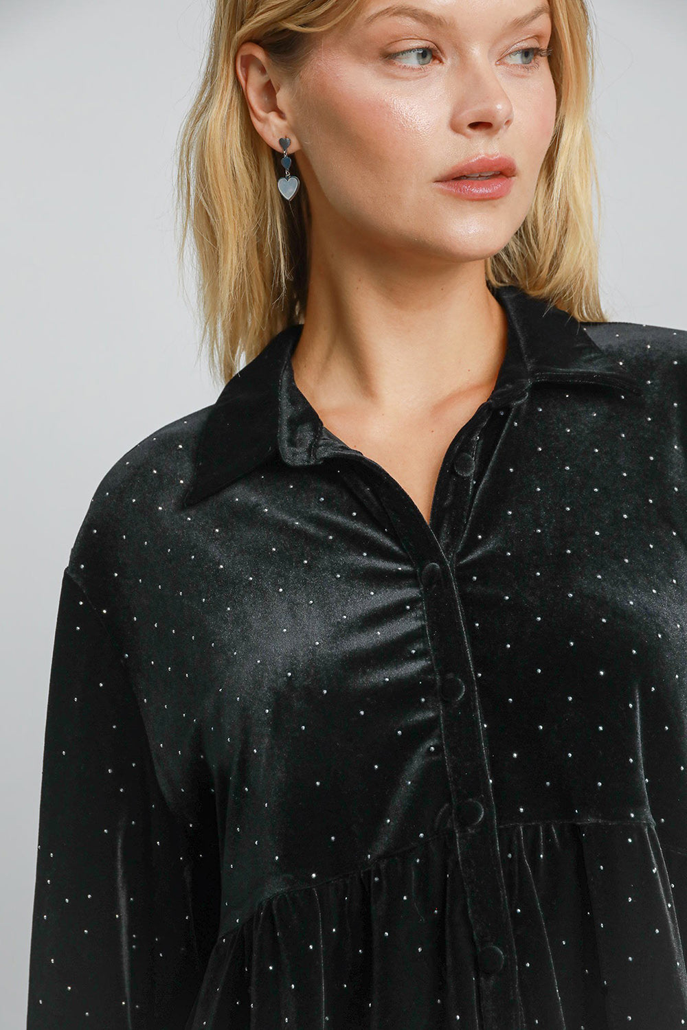 Full Size Polka Dot Button Up Half Sleeve Shirt ONLINE ONLY